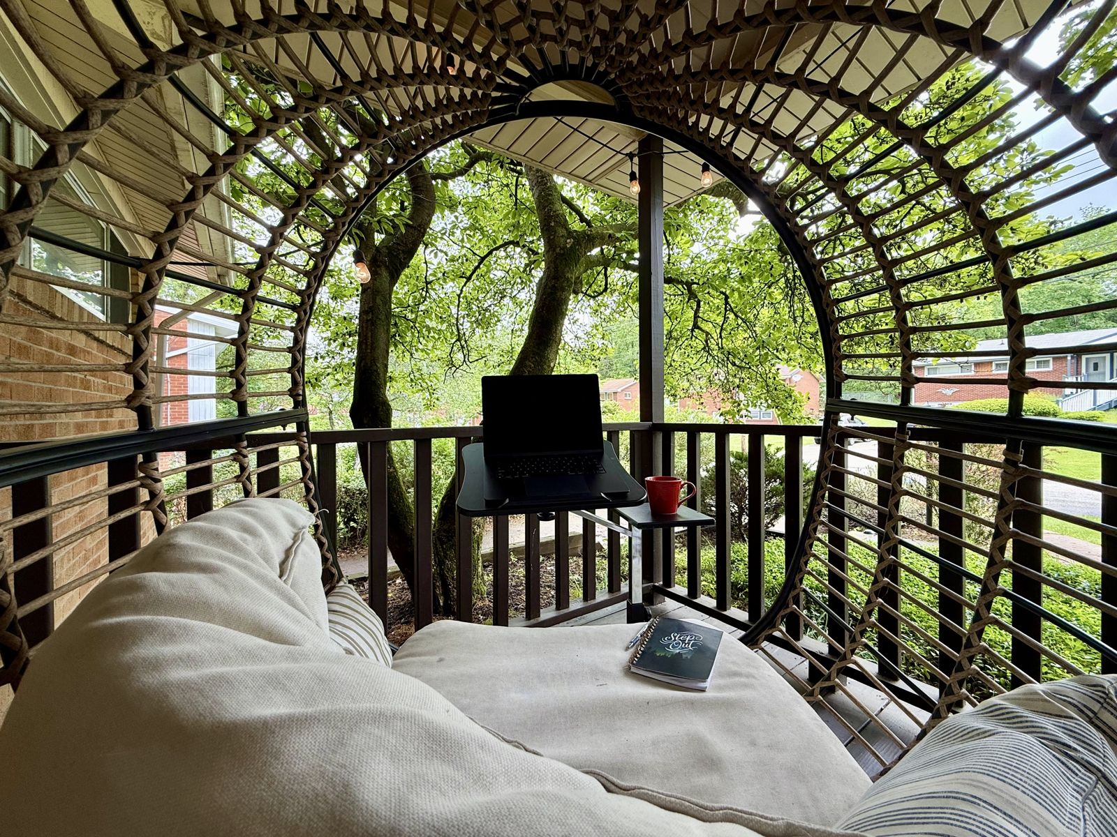 Egg Chair Morning Coffee — Urban Spa Retreat, Monroeville PA