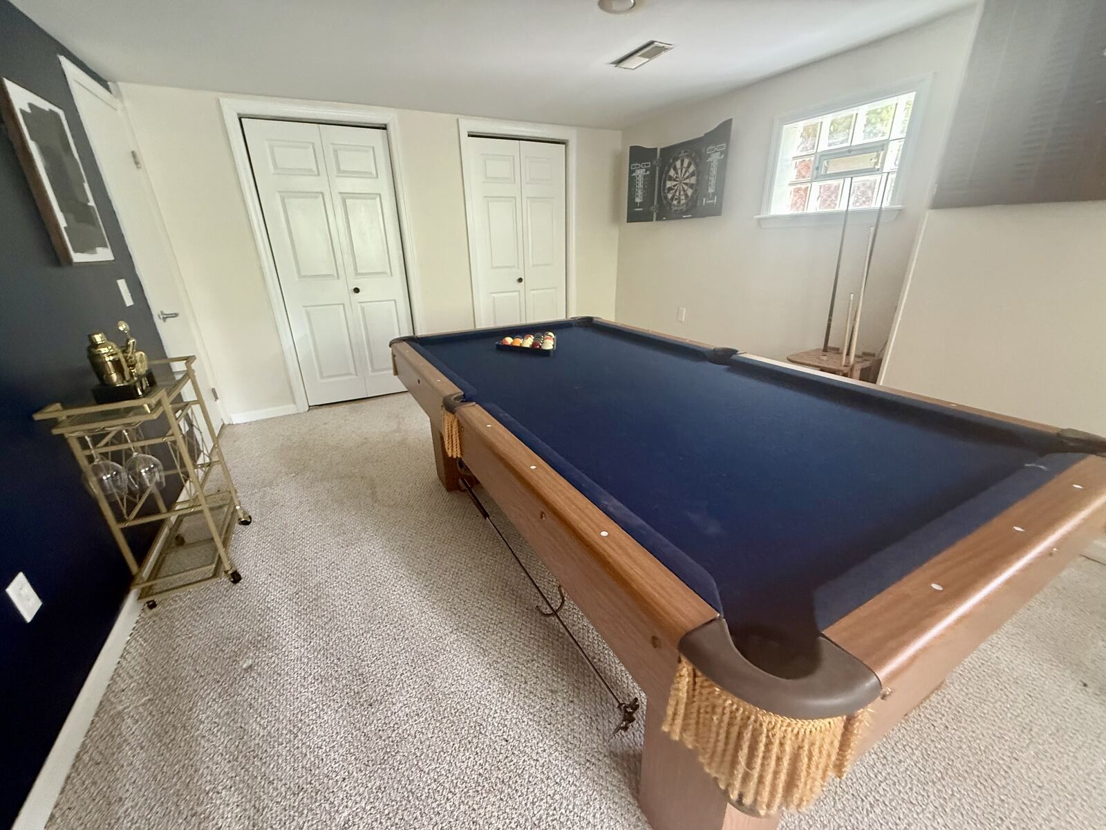 Pool table game area in furnished house rental near Pittsburgh
